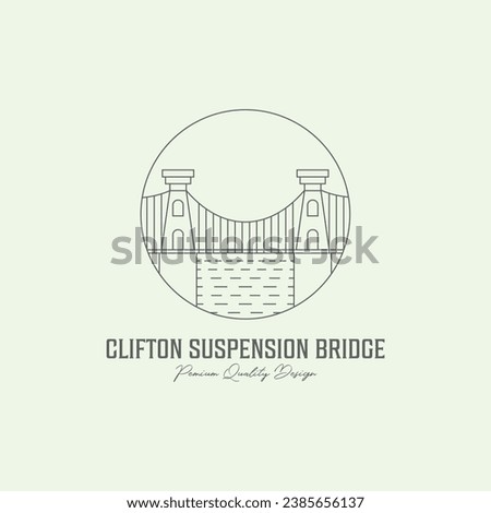 clifton suspension bridge minimalist logo design line art illustration creative united kingdom English icon