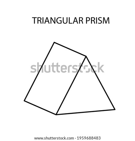 Vector black linear triangular prism for game, icon, package design, logo, mobile, ui, web, education. Triangular prism on a white background. Geometric figures for your design. Outline.