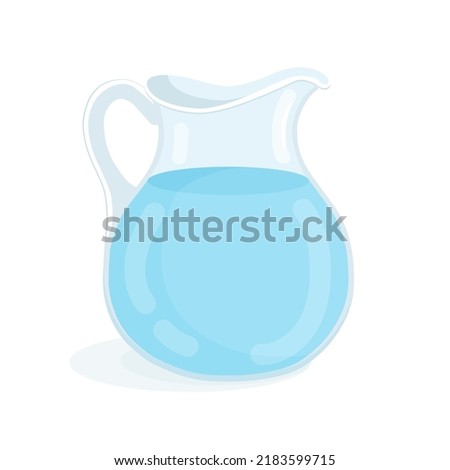 Drinking water in a glass carafe. Vector illustration of a drink in a jug.