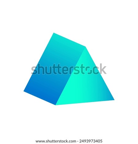 Vector triangular prism with gradients and shadow for game, icon, package design, logo, mobile, ui, web, education. 3D triangular prism on a white background. Geometric figures for your design.