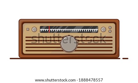Vintage radio vector illustration, old radio receiver of the last century, flat design.