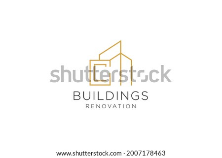 Letter C for Real Estate Remodeling Logo. Construction Architecture Building Logo Design Template.