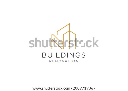 Letter N for Real Estate Remodeling Logo. Construction Architecture Building Logo Design Template.