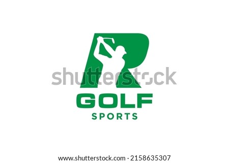 Alphabet letter icon logo R for Golf logo design vector template, Vector label of golf, Logo of golf championship, illustration, Creative icon, design Stock fotó © 
