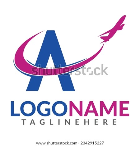 Letter a air travel logo design template free