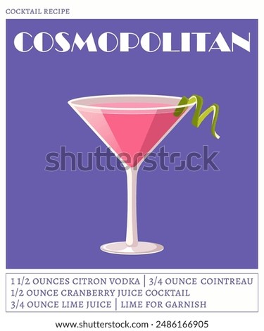 Image, Stock Photo Glass of Cosmopolitan refreshing cocktail on table