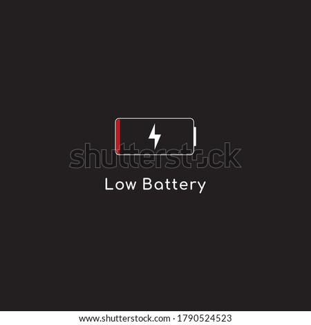 Battery icon vector illustration. Low battery percentage