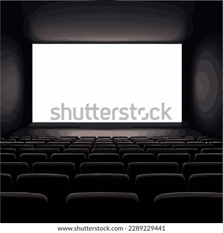 Cinema vector illustration with a white screen, front view, cynema, cine