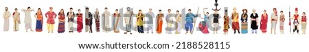 Vector illustration of People from different states, parts or region of india. Indian people.