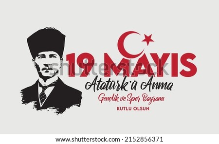 19 Mayıs Atatürk'ü Anma Gençlik ve Spor Bayramı Kutlu Olsun
Man silhouette on gray background and 'Happy 19 May Commemoration of Atatürk, Youth and Sports Day' text Foto d'archivio © 