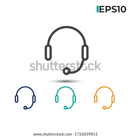 Vector graphic of headset outline icon. Perfect for marketing promotion, business presentation, infographic, data analytics etc. Online marketing and business element.