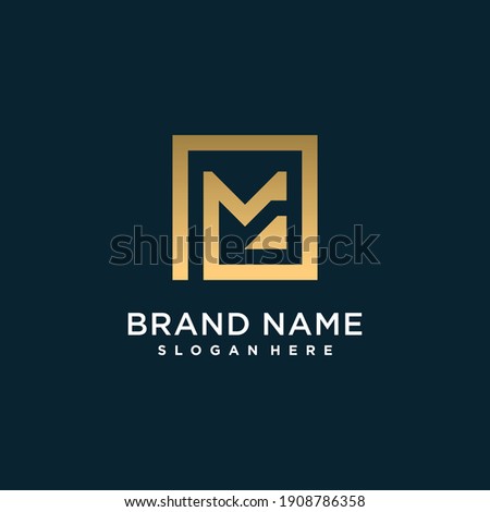 Letter logo with initial M for company or person, golden square concept premium vector part 3