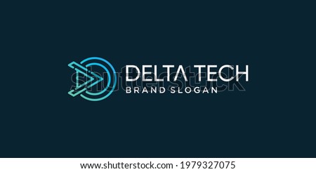 Delta tech logo template for company brand Premium Vector