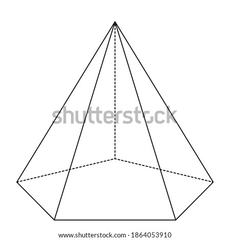 Pentagonal base pyramid on a white background