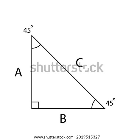 right triangle , with numbers indicating a 45 degree angle