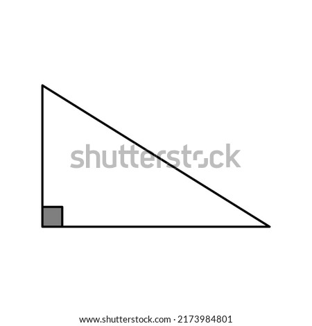 Right-angled triangle with black lines on a white background.