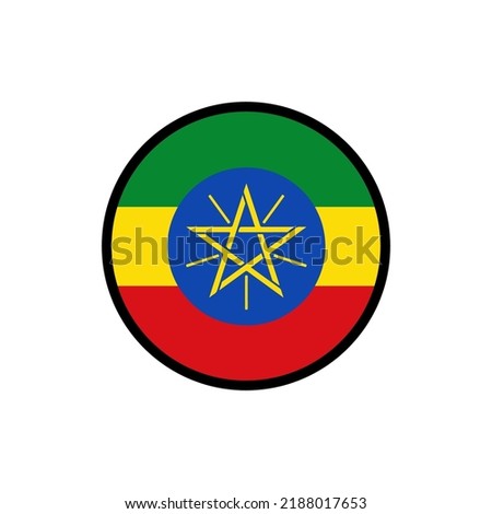 Ethiopia flag in a circle On a white background