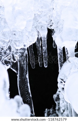 icicles sparkling blue ice hanging down