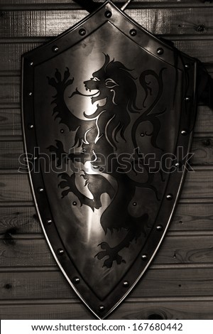 Old metal medieval shield