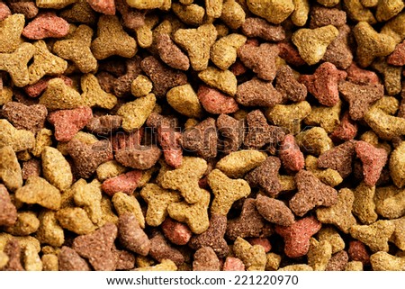Close up photo of colorful pet food