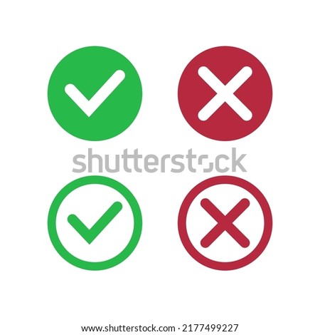 Checkmark illustration vector isolated.Select Valid or invalid icon. Tick icon. cross icon.