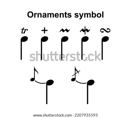 Ornament musical notation symbol vector black color isolated on white background. Musical notation. music notes.
