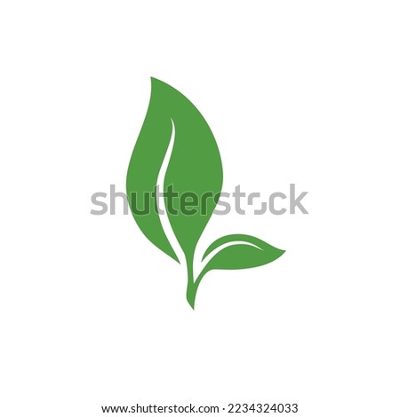 Leaf logo vector green color isolated on white background. Two leaf icon. Bio leaf logo. Natural.