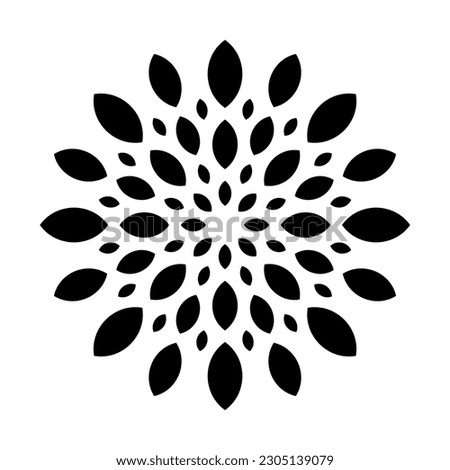 Circular leaves illustration vector black color isolated on white background. Leaves horizon circle vector art.
