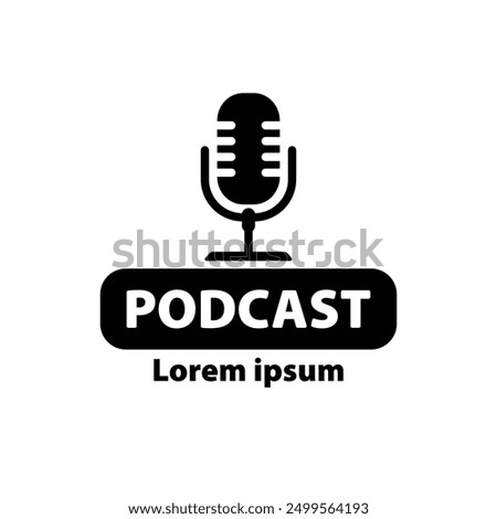 Podcast logo concept vector isolated on white background. Podcast icon. Your brand podcast. Radio Podcast. Microphone logo.