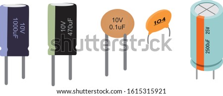 VARIOUS CAPACITOR  TOP VIEW ILLUSTRATION 