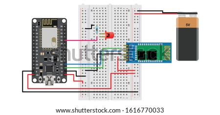 NODE MCU OR WIFI SHIELD WITH BLUETOOTH MODULE  TOP VIEW ILLUSTRATION