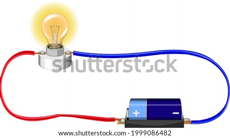 basic electric circuits experiment, flat design illustration, Kirchhoff voltage law, Kirchhoff current law, simple electric circuit, on-off circuit