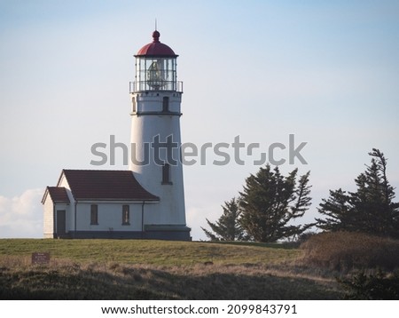 Close up of Cape Blanco lighthouse on a bluff on the Oregon Coast. Stockfoto © 