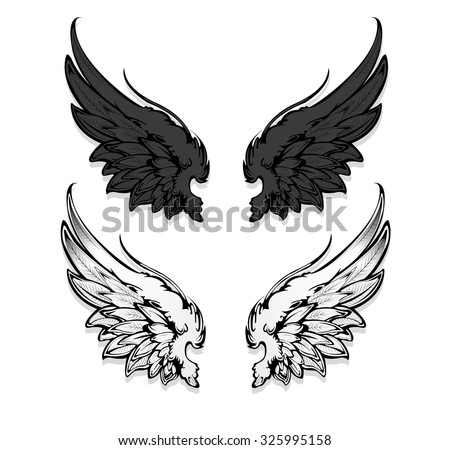 vector hand drawn angel wings download free vector art stock angel wings drawing