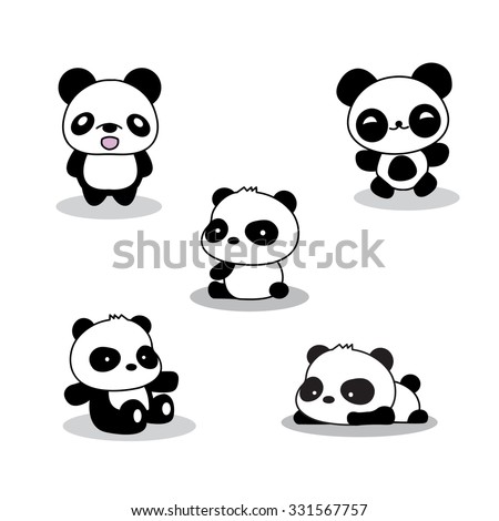 Set Of Cute Funny Cartoon Pandas Stock Vector 331567757 : Shutterstock