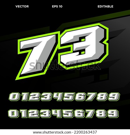 Racing number effect for motorsport 