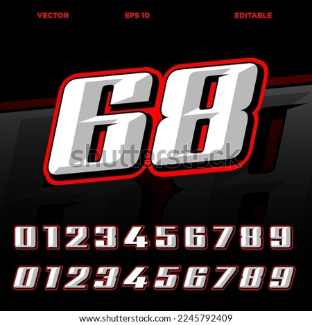 Racing number effect designs template editable vector