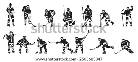 ice hockey player silhouette full isolated