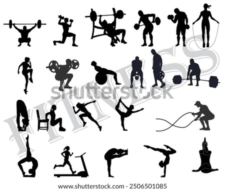 flat vector of different CrossFit exercise silhouette