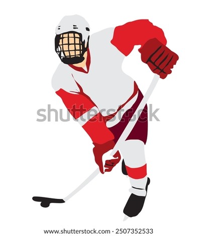 full isolated vector of ice hockey player 