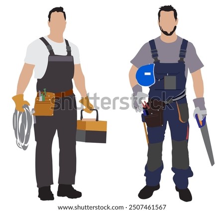 electrician full isolated  vector on white background