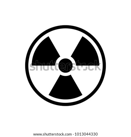 Radiation symbol circle icon. Black, round, minimalist icon isolated on white background. Radiation symbol simple silhouette. Web site page and mobile app design vector element.