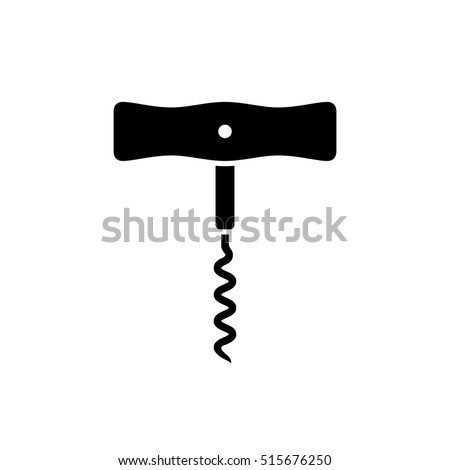 Corkscrew icon. Black icon isolated on white background. Corkscrew silhouette. Simple icon. Web site page and mobile app design vector element.