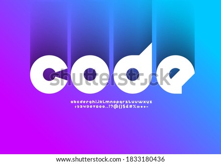 White font, rounded modern alphabet, trendy letters from A to Z and numbers from 0 to 9, vector illustration 10EPS