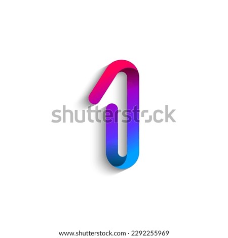Arab number one logo formed by colorful bright line, folded from ribbon, vector illustration 10EPS