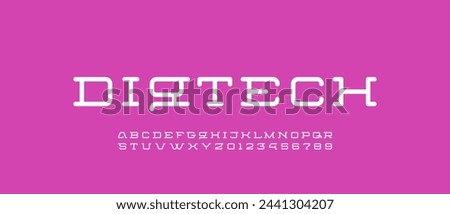 Modern slab serif font, rounded alphabet, letters A, B, C, D, E, F, G, H, I, J, K, L, M, N, O, P, Q, R, S, T, U, V, W, X, Y, Z and numerals 0, 1, 2, 3, 4, 5, 6, 7, 8, 9, vector illustration 10EPS