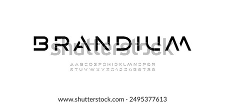 Technology font, digital cyber alphabet made future space style, bold letters A, B, C, D, E, F, G, H, I, J, K, L, M, N, O, P, Q, R, S, T, U, V, W, X, Y, Z and numerals 0, 1, 2, 3, 4, 5, 6, 7, 8, 9