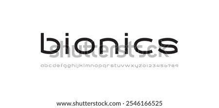 Tech digital font, cyber alphabet made future style, letters A, B, C, D, E, F, G, H, I, J, K, L, M, N, O, P, Q, R, S, T, U, V, W, X, Y, Z and numerals 0, 1, 2, 3, 4, 5, 6, 7, 8, 9.