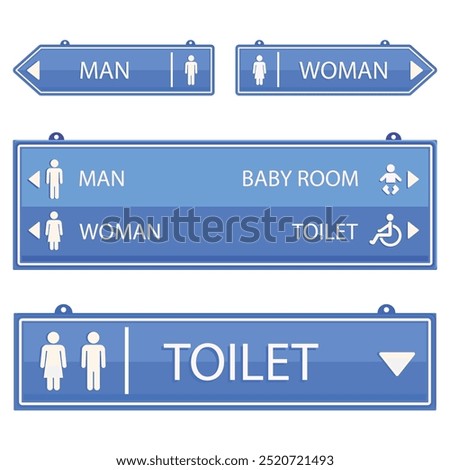 sign for people to access male, female and disabled toilets. icon logo location indicator in a room or building