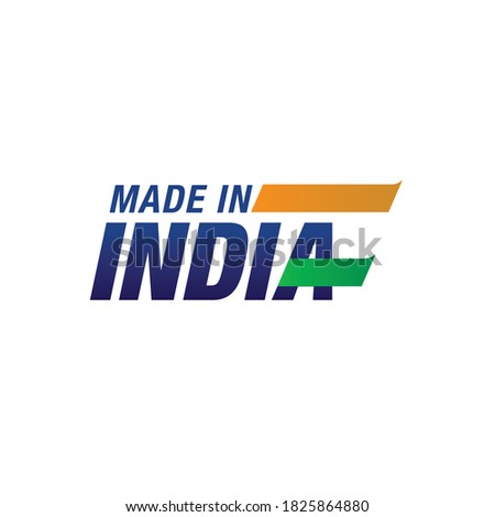 'Made In India' simple logo unit with flag tricolor. Vector graphic design.